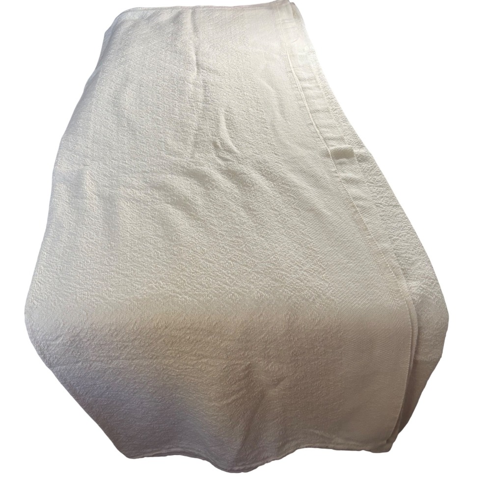 VTG Ivory Cotton Diamond Matelasse Woven Blanket Geometric Textured Cottagecore - Picture 2 of 8